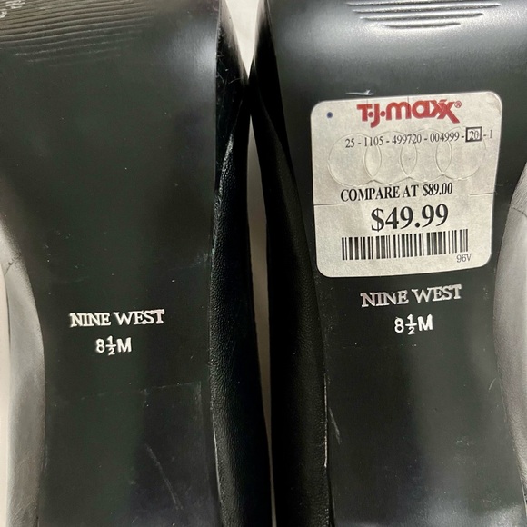 Women’s Nine West Black Leather Heel Loafers Size 8.5 Pumps - Picture 7 of 7